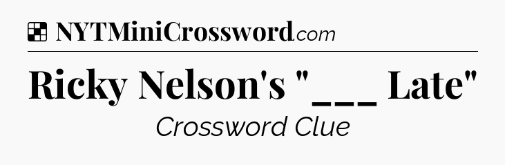 Solution: Ricky Nelson's 