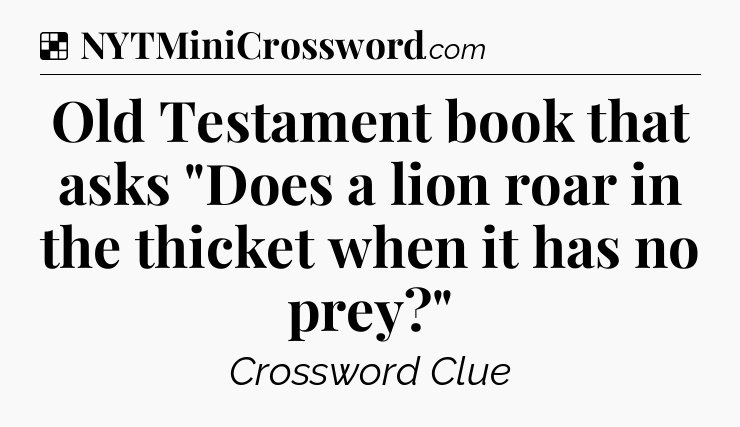 Solution: Old Testament book that asks 