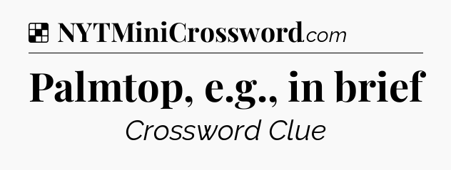 Solution: Palmtop, e.g., in brief - NYT Crossword