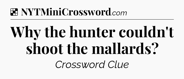 Solution: Why the hunter couldn't shoot the mallards - NYT Crossword