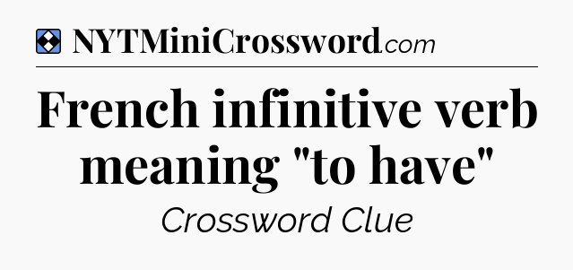 Solution: French infinitive verb meaning 