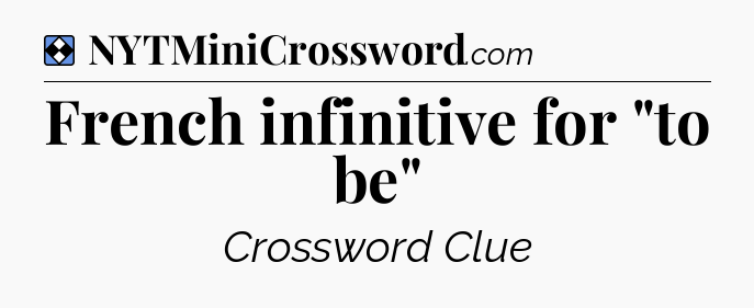 Solution: French infinitive for 