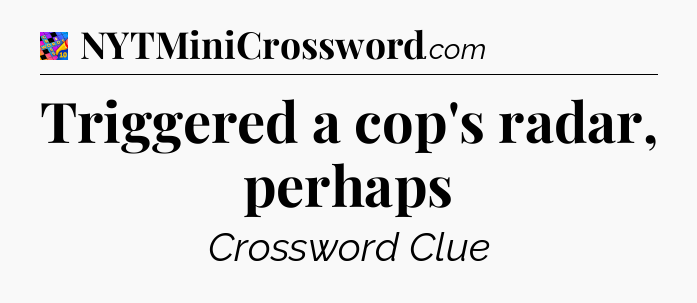 Triggered a cop's radar, perhaps Crossword Clue