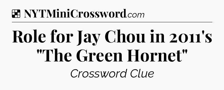 Solution: Role for Jay Chou in 2011's 