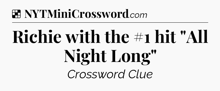 Solution: Richie with the #1 hit 