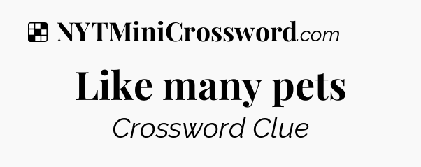 Solution: Like many pets - NYT Crossword