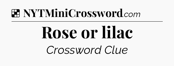 Solution: Rose or lilac - NYT Crossword