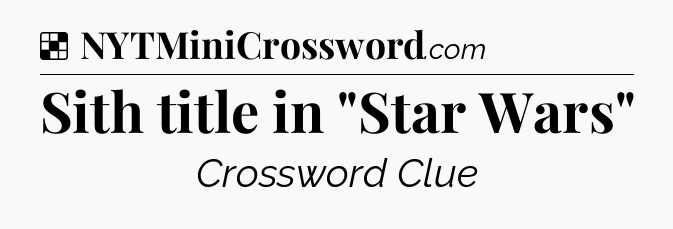 Solution: Sith title in 