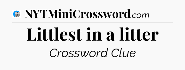 Littlest in a litter Crossword Clue