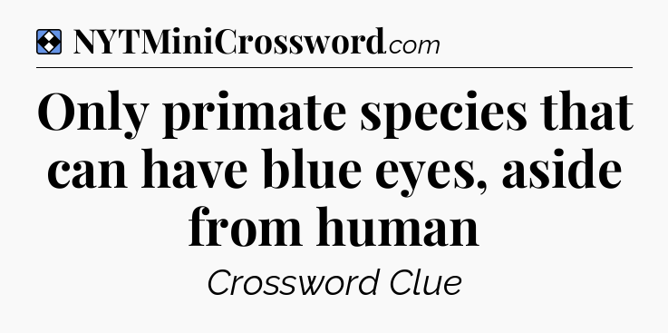 Solution: Only primate species that can have blue eyes, aside from human - NYT Mini Crossword