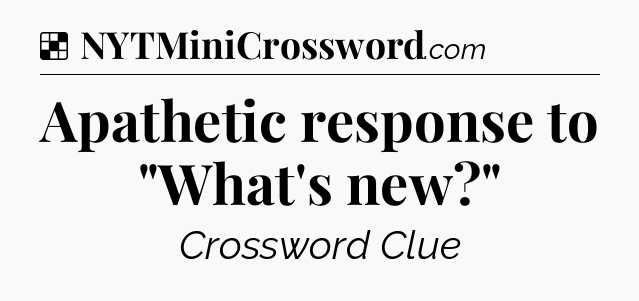 Solution: Apathetic response to 