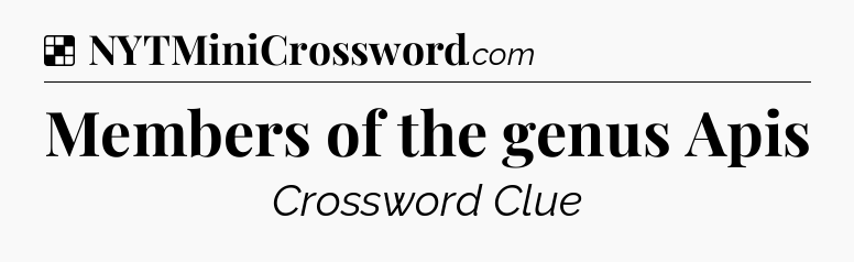 Solution: Members of the genus Apis - NYT Crossword
