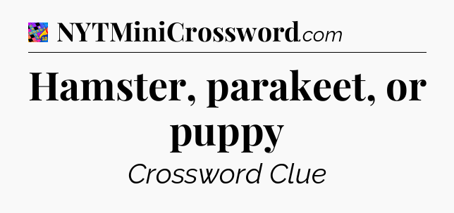 Hamster, parakeet, or puppy Crossword Clue