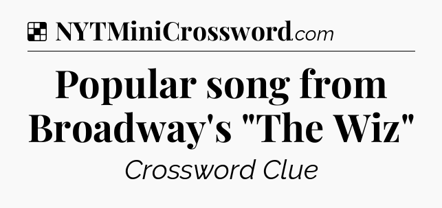 Solution: Popular song from Broadway's 