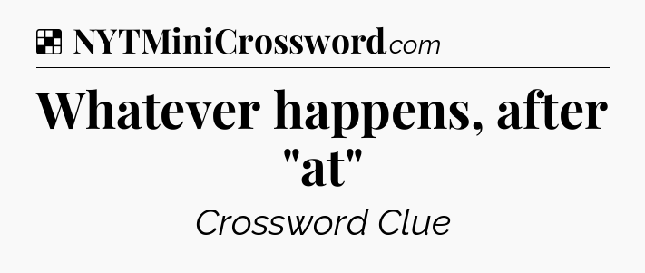 Solution: Whatever happens, after 