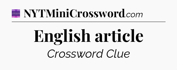 English article - Thomas Joseph Crossword