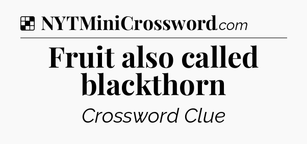 Solution: Fruit also called blackthorn - NYT Crossword