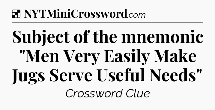 Solution: Subject of the mnemonic 