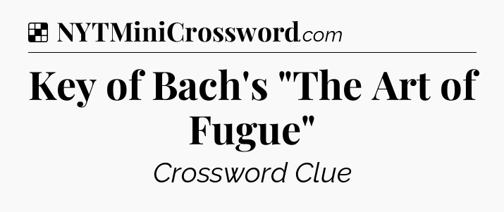 Solution: Key of Bach's 