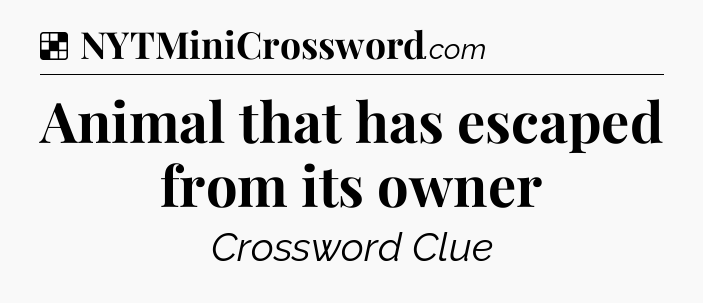 Solution: Animal that has escaped from its owner - NYT Crossword