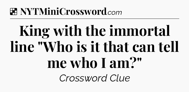 Solution: King with the immortal line 