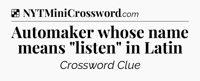 Solution: Automaker whose name means 