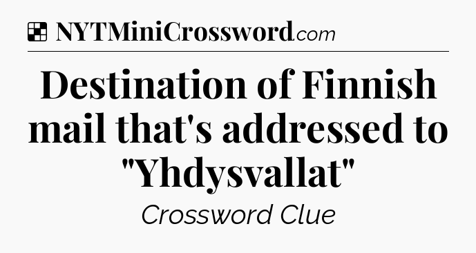Solution: Destination of Finnish mail that's addressed to 