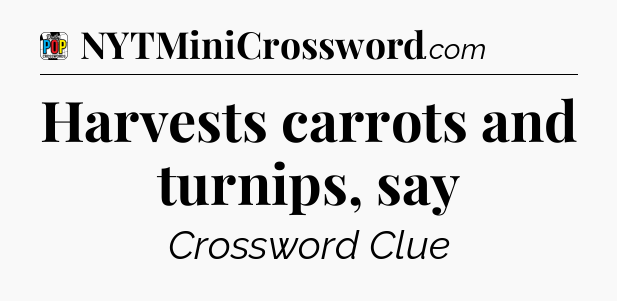 Harvests carrots and turnips, say Crossword Clue