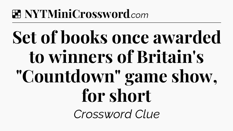 Solution: Set of books once awarded to winners of Britain's 