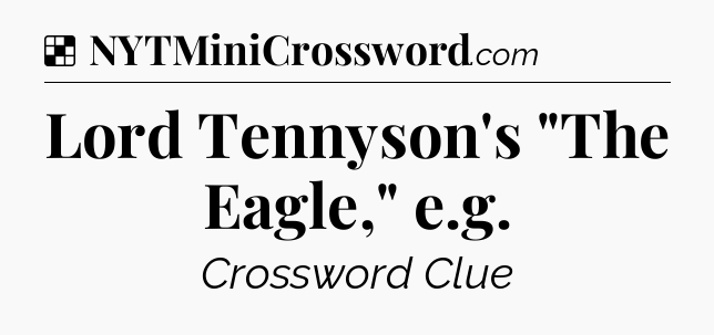 Solution: Lord Tennyson's 