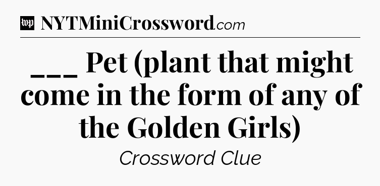 ___ Pet (plant that might come in the form of any of the Golden Girls) Crossword Clue