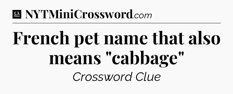French pet name that also means 