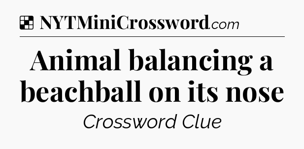 Solution: Animal balancing a beachball on its nose - NYT Crossword