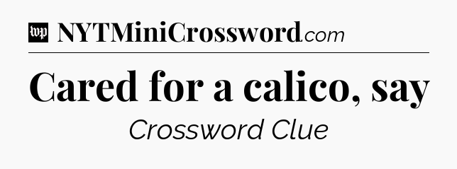 Cared for a calico, say Crossword Clue