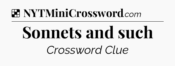 Solution: Sonnets and such - NYT Crossword