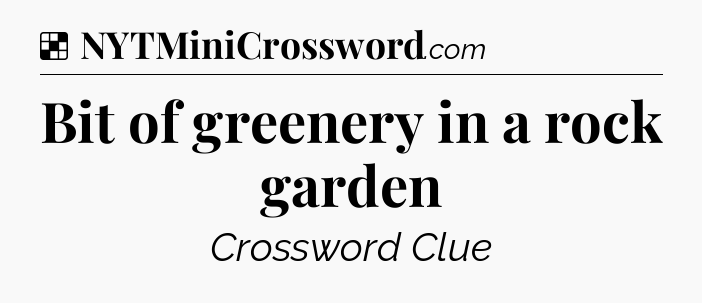 Solution: Bit of greenery in a rock garden - NYT Crossword