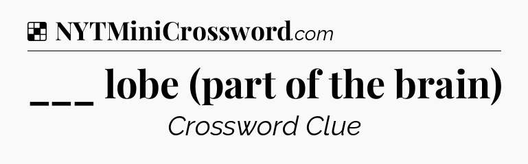 Solution: ___ lobe (part of the brain) - NYT Crossword