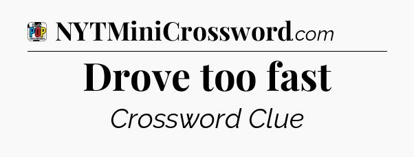 Drove too fast Crossword Clue