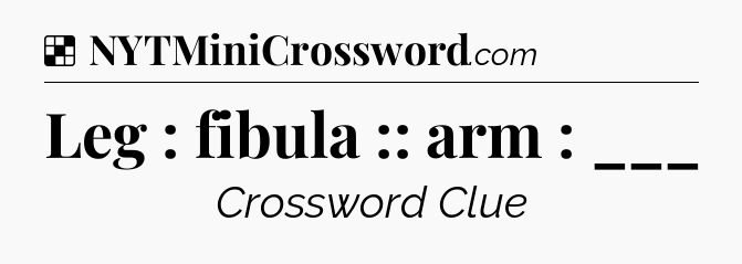 Solution: Leg : fibula :: arm : ___ - NYT Crossword