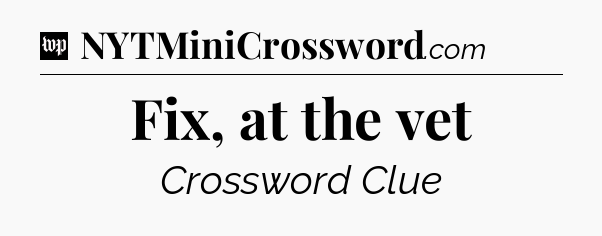 Fix, at the vet Crossword Clue