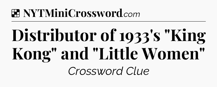 Solution: Distributor of 1933's 