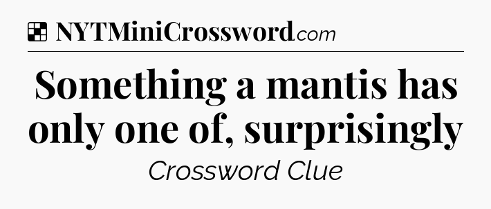 Solution: Something a mantis has only one of, surprisingly - NYT Crossword