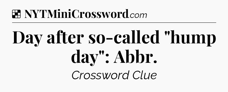 Solution: Day after so-called 