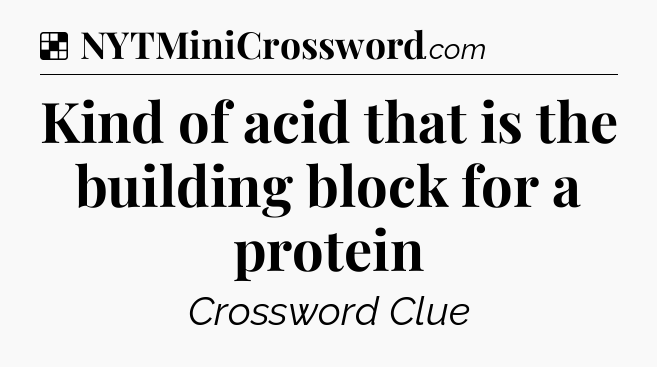 Solution: Kind of acid that is the building block for a protein - NYT Crossword