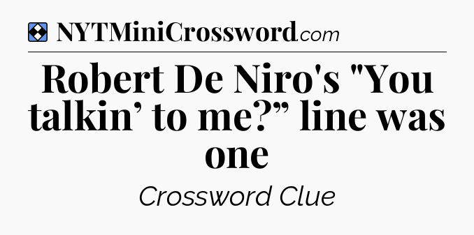 Solution: Robert De Niro's 
