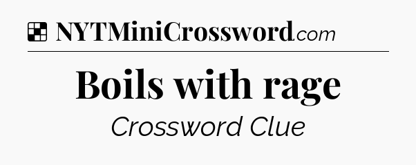 Boils with rage NYT Crossword