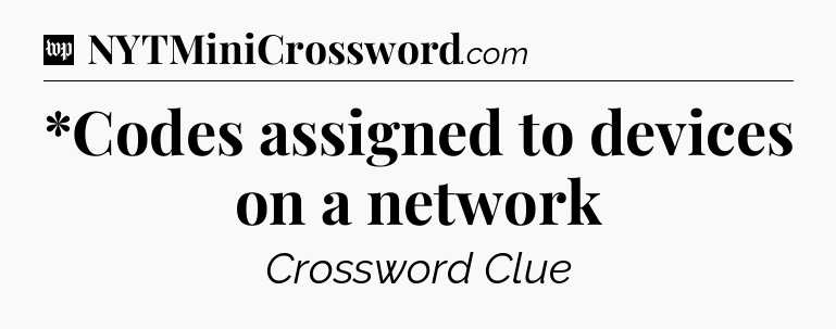 *Codes assigned to devices on a network Crossword Clue