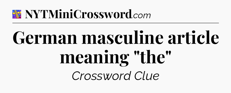 German masculine article meaning 