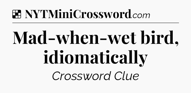 Solution: Mad-when-wet bird, idiomatically - NYT Crossword