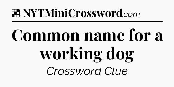 Solution: Common name for a working dog - NYT Crossword